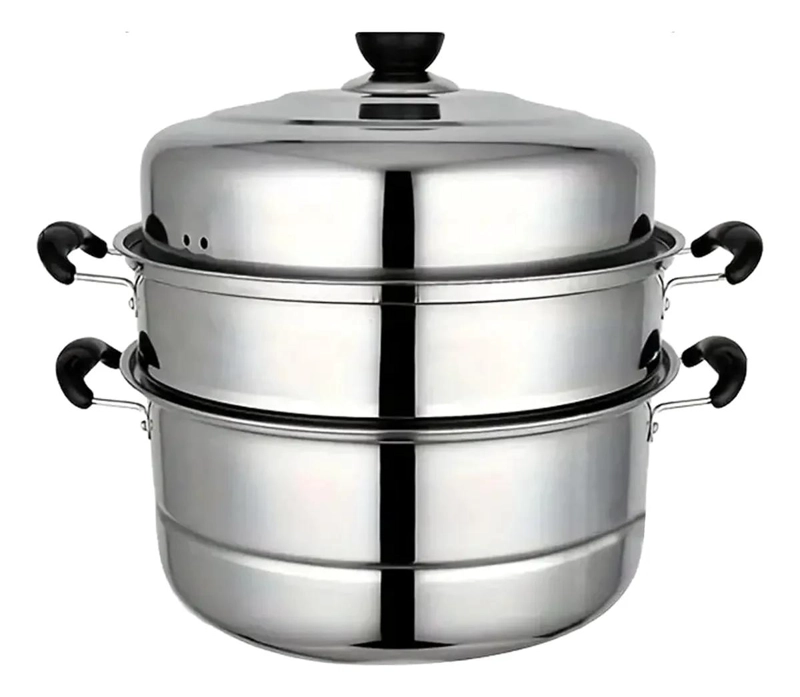 VAPORERA DE ACERO INOXIDABLE CON 3 NIVELES Y DIAMETRO DE 32 CM PARA COCINA - 4