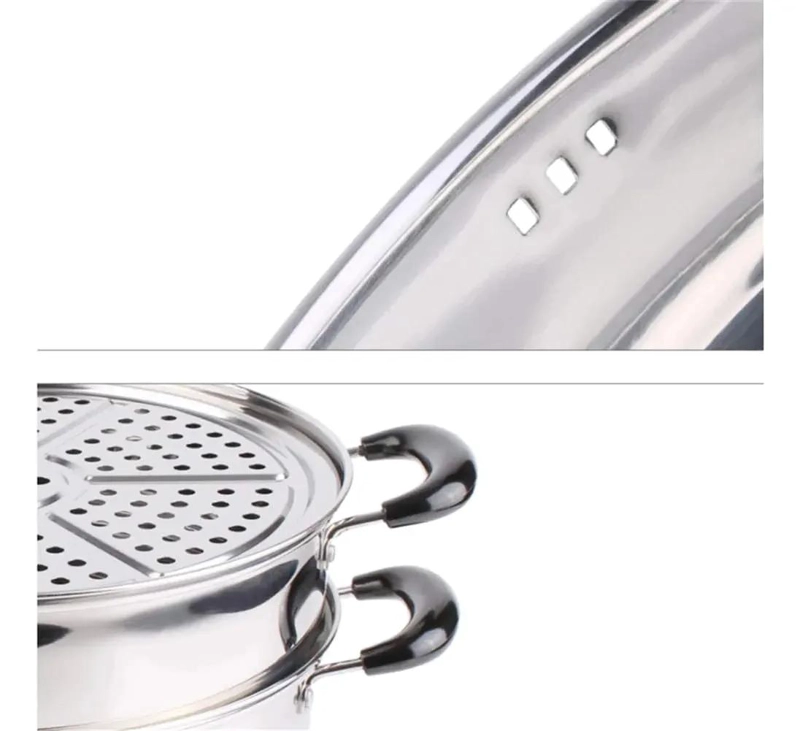 VAPORERA DE ACERO INOXIDABLE CON 3 NIVELES Y DIAMETRO DE 32 CM PARA COCINA - 5