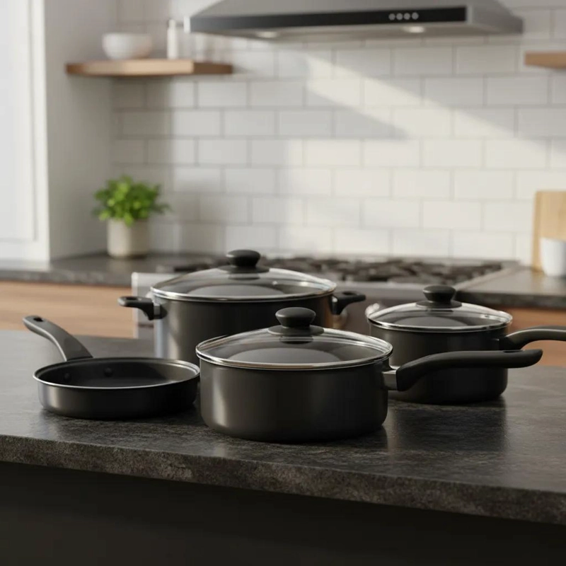 JUEGO DE OLLAS ANTIADHERENTES CON 7 PIEZAS PARA COCINA - 1