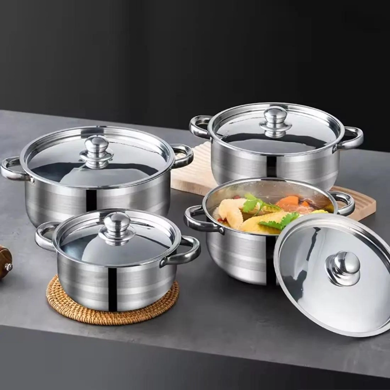 SET DE OLLAS DE ACERO INOXIDABLE CON 4 PIEZAS DE DIFERENTES TAMAÑOS - 4