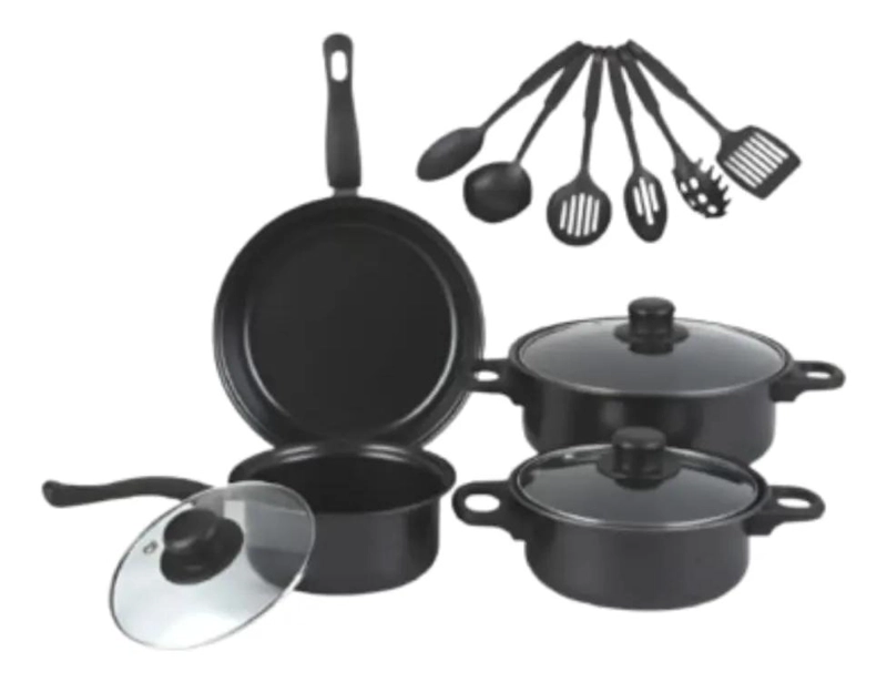 JUEGO DE COCINA ANTIADHERENTE CON 13 PIEZAS Y UTENSILIOS INCLUIDOS - 2