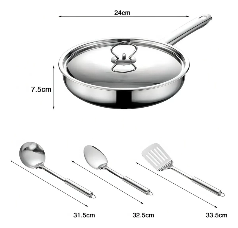 JUEGO DE OLLAS Y CACEROLAS DE ACERO INOXIDABLE PLATEADO 15 PIEZAS - 3