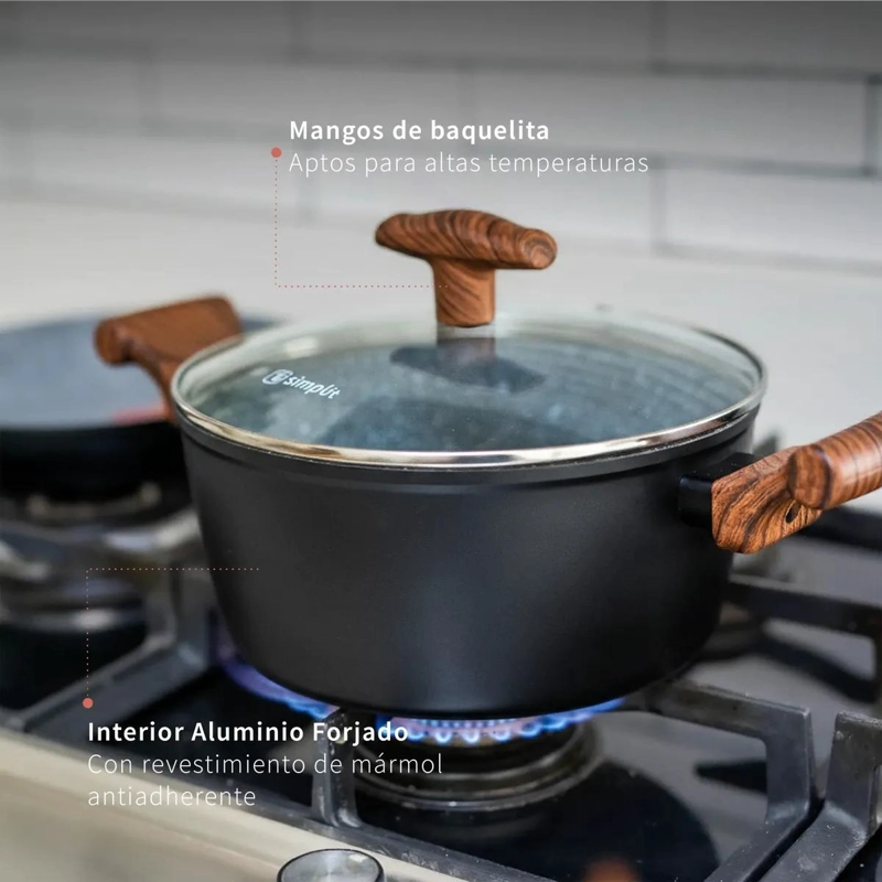 JUEGO DE COCINA ANTIADHERENTE DE 5 PIEZAS CON RECUBRIMIENTO DURADERO - 3
