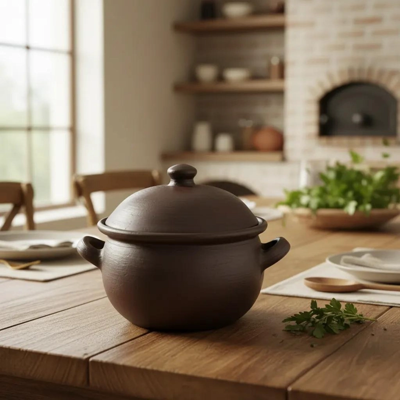 OLLA DE GREDA PARA COCINA TRADICIONAL DE 4 LITROS CAPACIDAD - 1