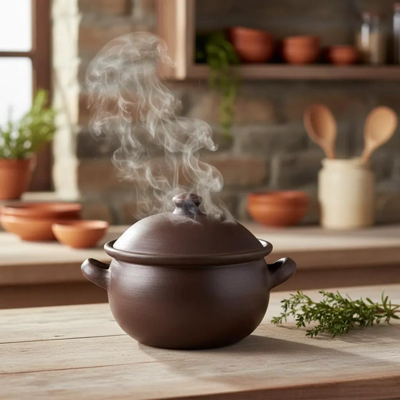 OLLA DE GREDA PARA COCINA TRADICIONAL DE 4 LITROS CAPACIDAD - 4