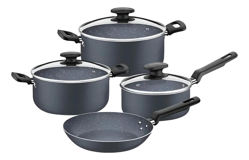JUEGO DE OLLAS DE COCINA DE 7 PIEZAS COLOR AZUL CON DISEÑO MODERNO - 1