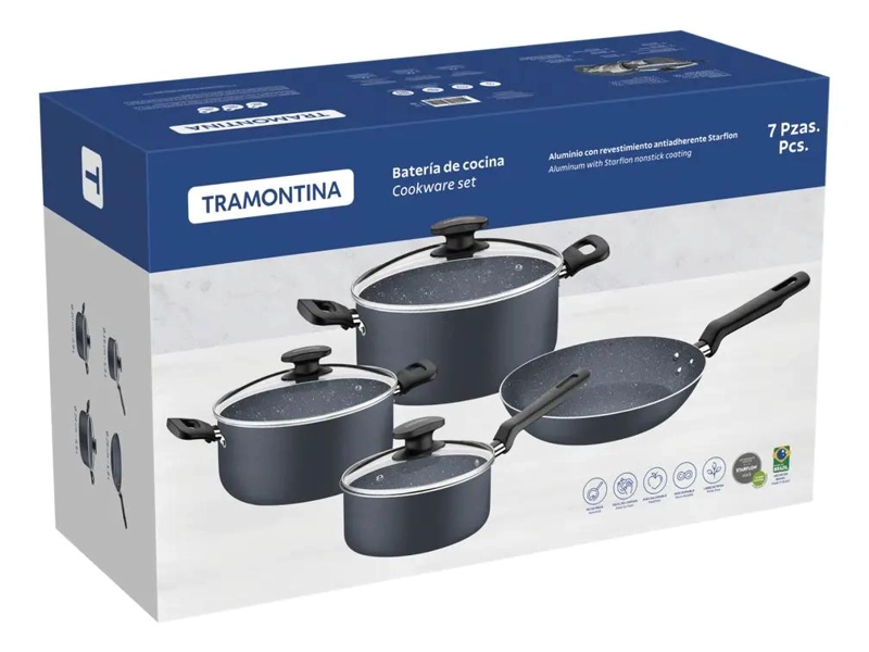 JUEGO DE OLLAS DE COCINA DE 7 PIEZAS COLOR AZUL CON DISEÑO MODERNO - 5
