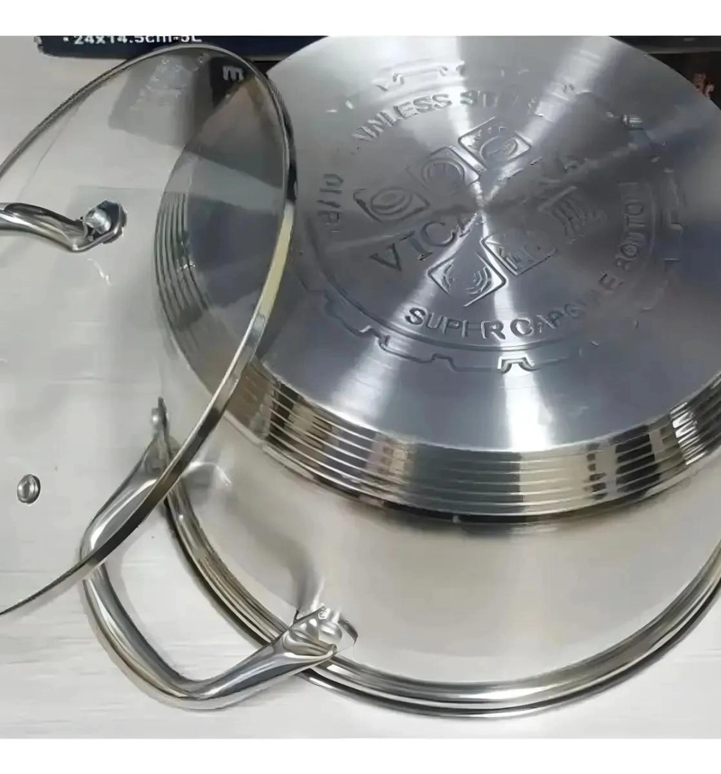 OLLA CACEROLA DE ACERO INOXIDABLE CON TAPA DE 3,6 LITROS Y 20 CM - 1