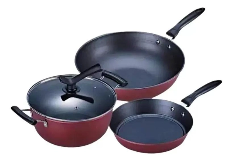 SET DE 3 PIEZAS CON OLLAS Y SARTENES ANTIADHERENTES DE 24 Y 30 CM - 1