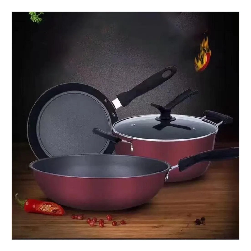 SET DE 3 PIEZAS CON OLLAS Y SARTENES ANTIADHERENTES DE 24 Y 30 CM - 5