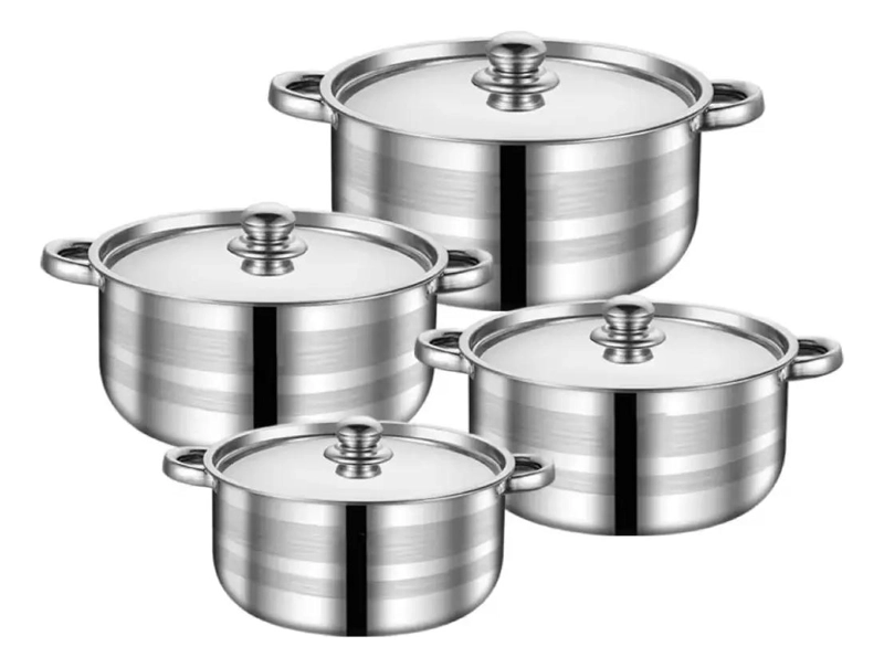 JUEGO DE OLLAS DE ACERO INOXIDABLE 8 PIEZAS PARA COCINA - 1
