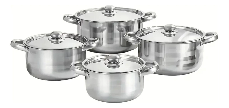 JUEGO DE OLLAS DE ACERO INOXIDABLE 8 PIEZAS PARA COCINA - 3