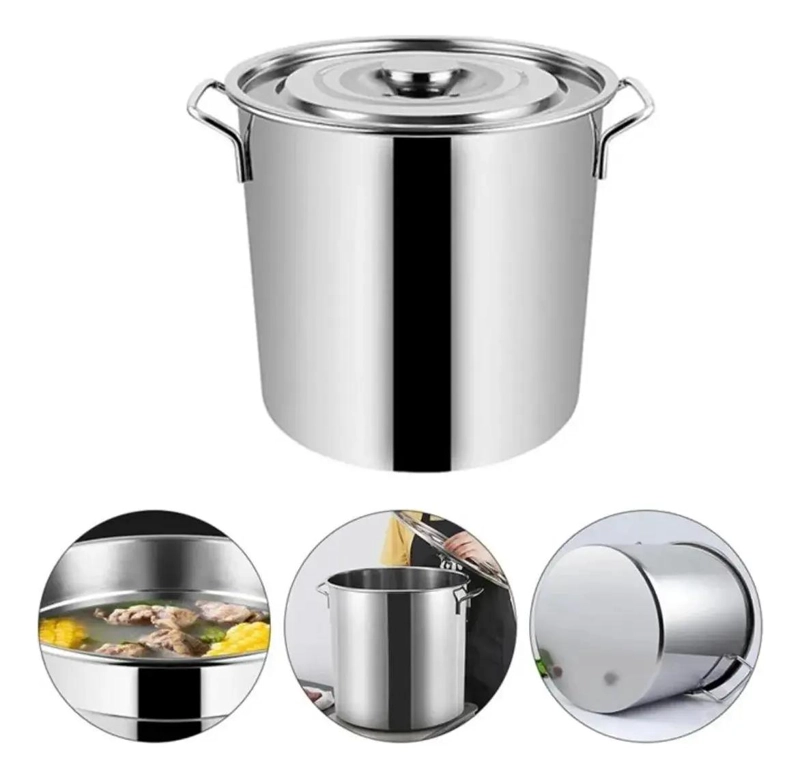 OLLA DE ACERO INOXIDABLE CON CAPACIDAD DE 20 LITROS Y FONDO REFORZADO - 1