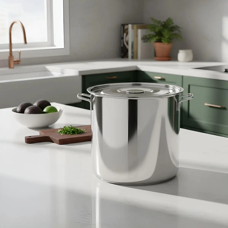 OLLA DE ACERO INOXIDABLE CON CAPACIDAD DE 20 LITROS Y FONDO REFORZADO - 2