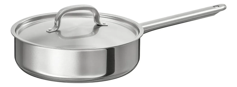 SARTE N DE ACERO INOXIDABLE CON TAPA 24 CM COMPATIBLE CON INDUCCION Y HORNO - 1