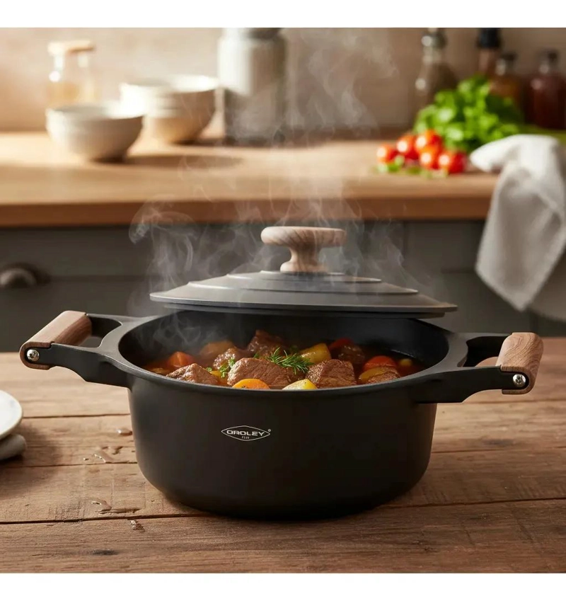 OLLA CON TAPA DE 20 CM EN COLOR NEGRO PARA COCINA DIARIA - 3