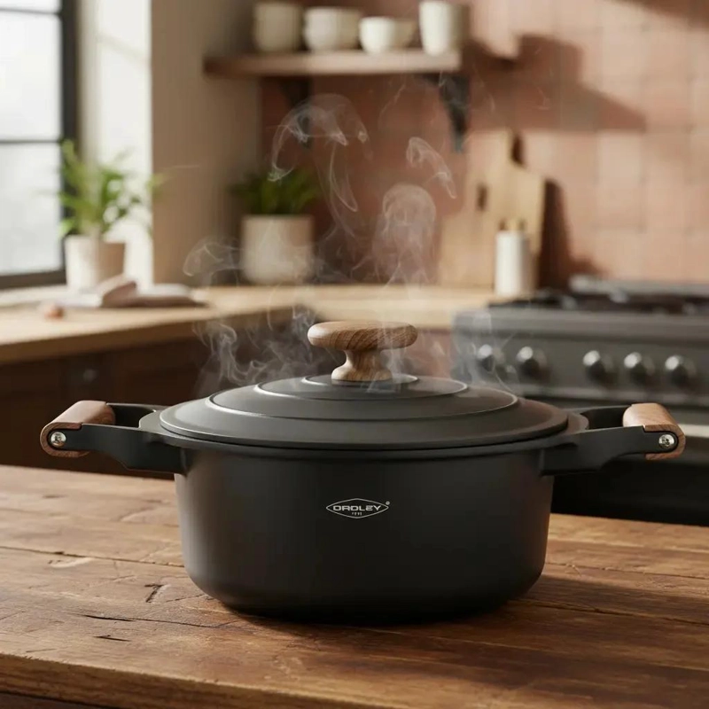 OLLA CON TAPA DE 20 CM EN COLOR NEGRO PARA COCINA DIARIA - 4