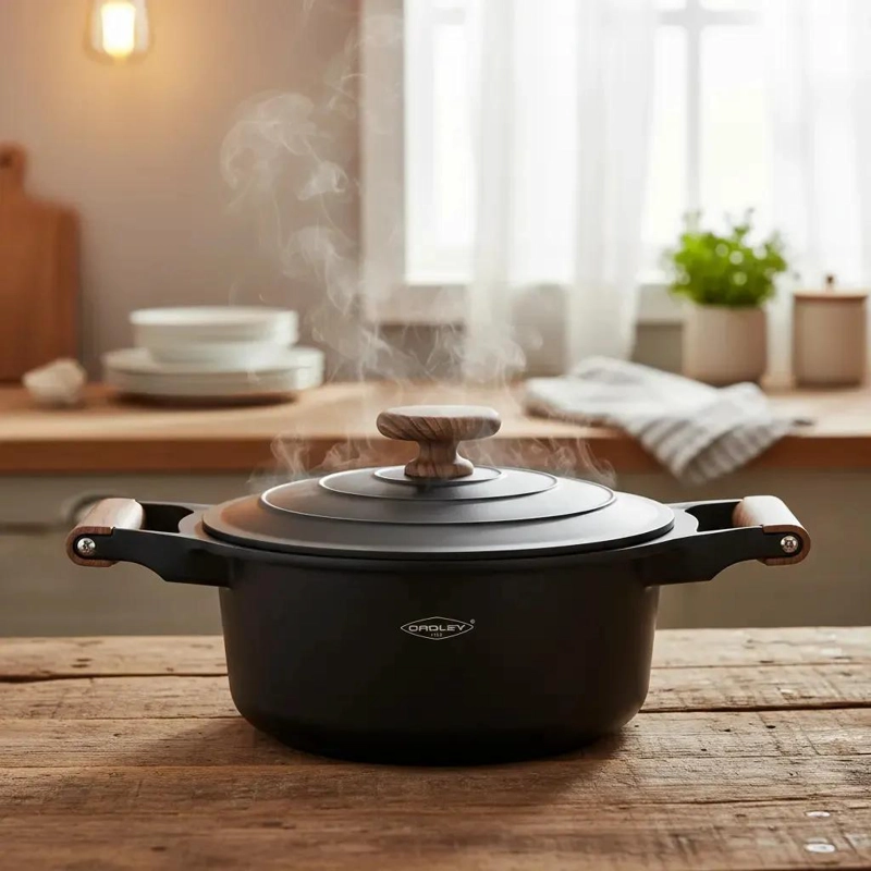 OLLA CON TAPA DE 20 CM EN COLOR NEGRO PARA COCINA DIARIA - 5