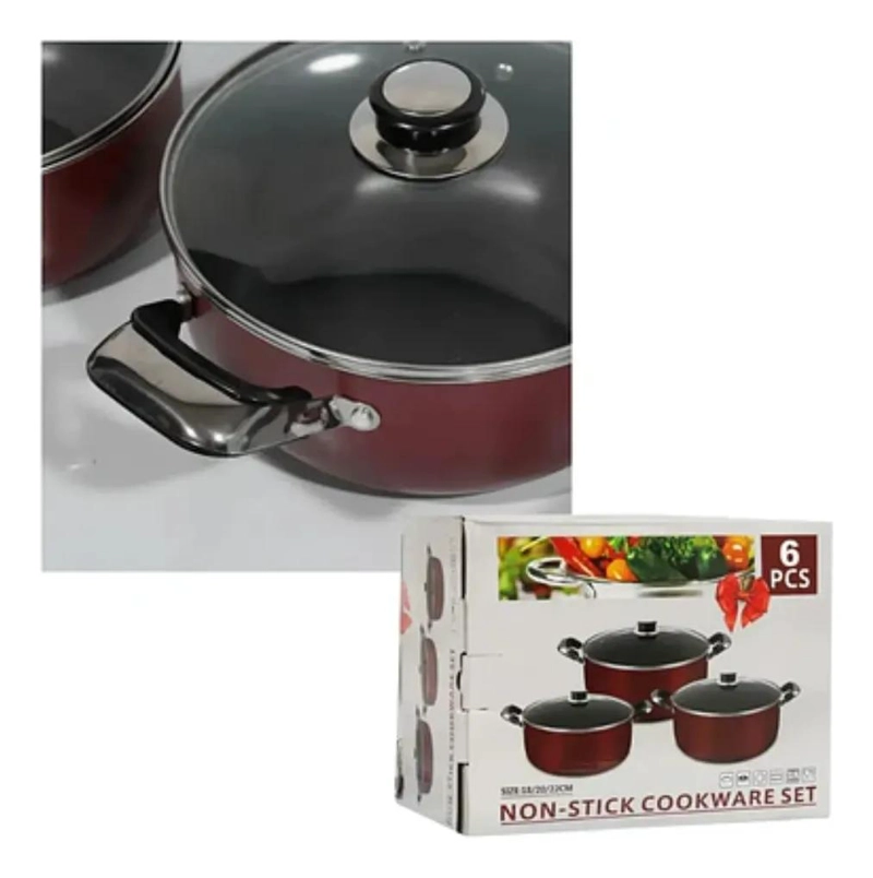 SET DE OLLAS ANTIADHERENTES PARA COCINA CON 6 PIEZAS Y TAPAS - 1