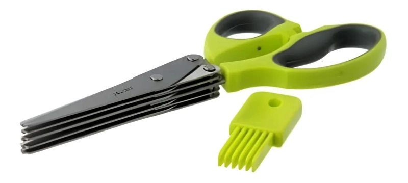 TIJERAS DE COCINA DE ACERO INOXIDABLE CON MANGO VERDE DE 22 CM - 1