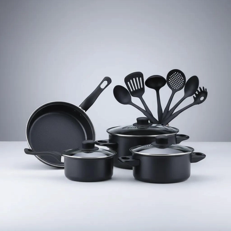 SET DE COCINA COMPLETO CON 13 PIEZAS DE OLLAS Y SARTE N ANTIADHERENTE - 1