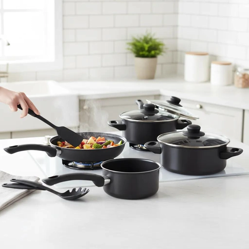 SET DE COCINA COMPLETO CON 13 PIEZAS DE OLLAS Y SARTE N ANTIADHERENTE - 2