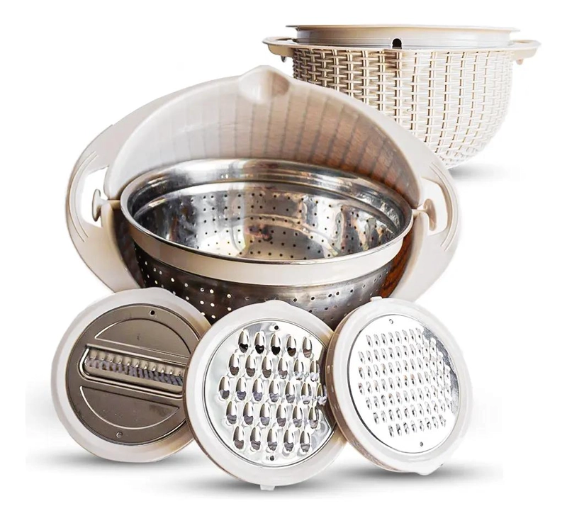 COLADOR ESCURRIDOR MULTIFUNCIONAL 4 EN 1 DE ACERO PARA PASTA Y VERDURAS - 1