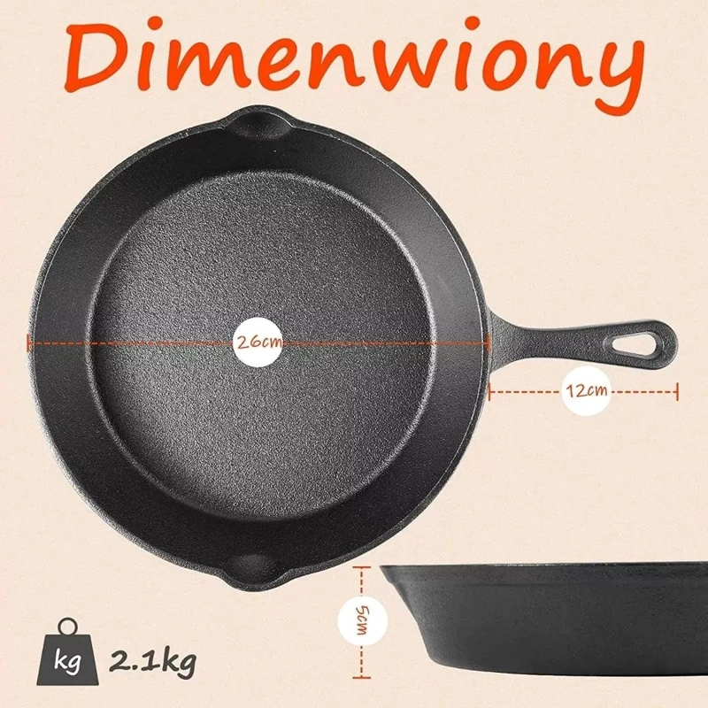 JUEGO DE SARTENES DE HIERRO FUNDIDO 26 CM PARA COCINA - 2