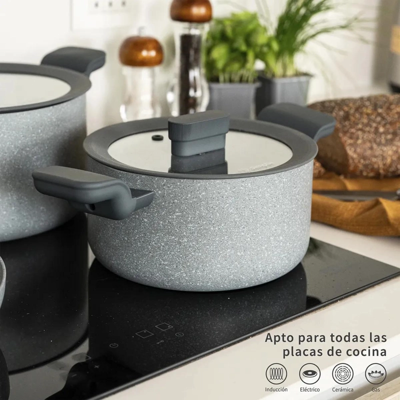 SET DE COCINA ANTIADHERENTE GRANITO CON 7 PIEZAS PARA USO DIARIO - 3