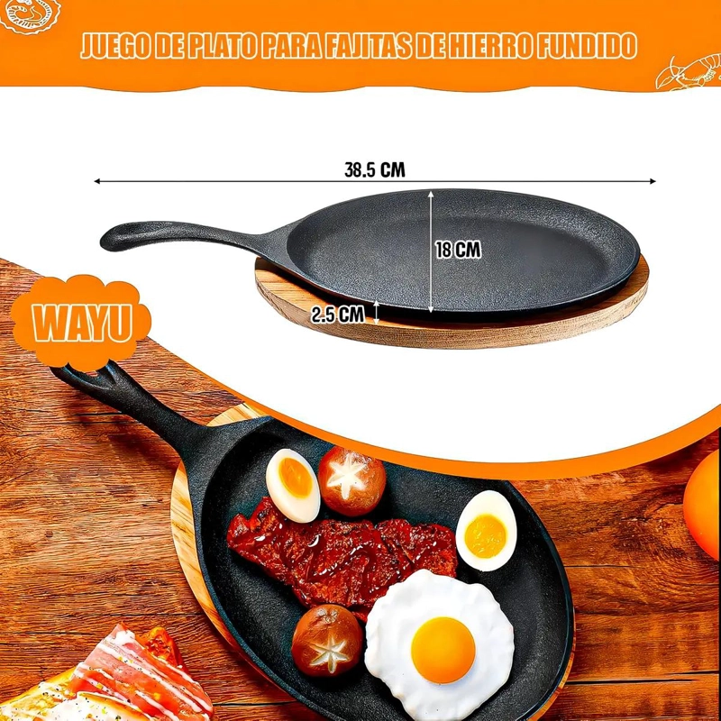 SARTE N OVALADA DE HIERRO FUNDIDO CON BASE DE MADERA RESISTENTE - 2