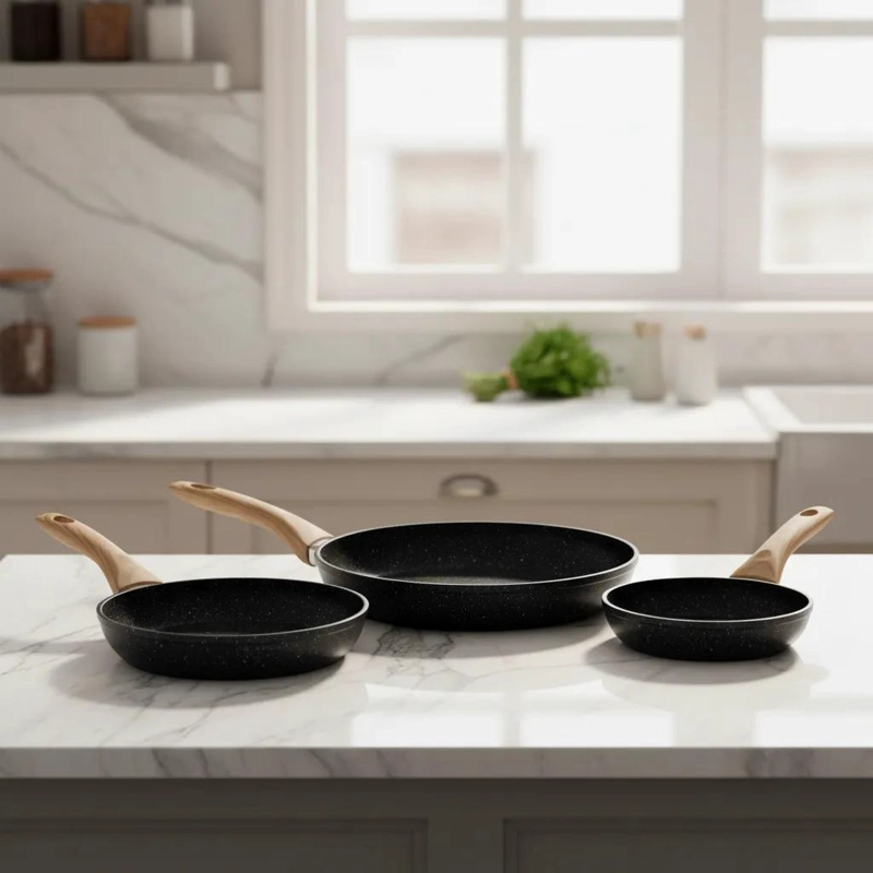 SET DE 3 SARTENES CERAMICOS DE 20, 24 Y 28 CM PARA COCINA - 1