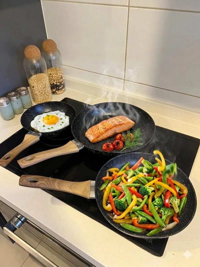 SET DE 3 SARTENES CERAMICOS DE 20, 24 Y 28 CM PARA COCINA - 5