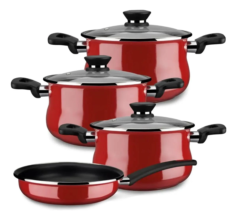 JUEGO DE COCINA DE 7 PIEZAS CON DISEÑO BOMBEADO Y ACABADO DURADERO - 1