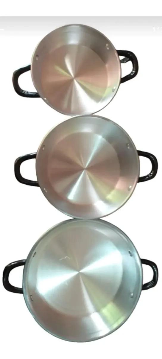 SET DE PAILAS PARA HUEVO DE ALUMINIO EN TRES TAMAÑOS VARIADOS - 1