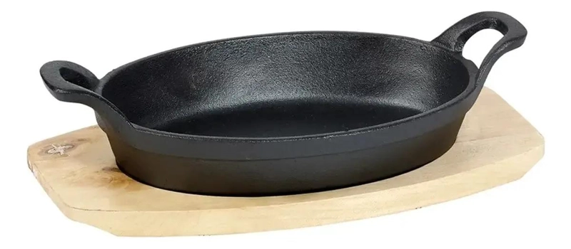 SARTE N OVALADO DE HIERRO CON BASE DE MADERA 27.6X15.2X4.5 CM - 1