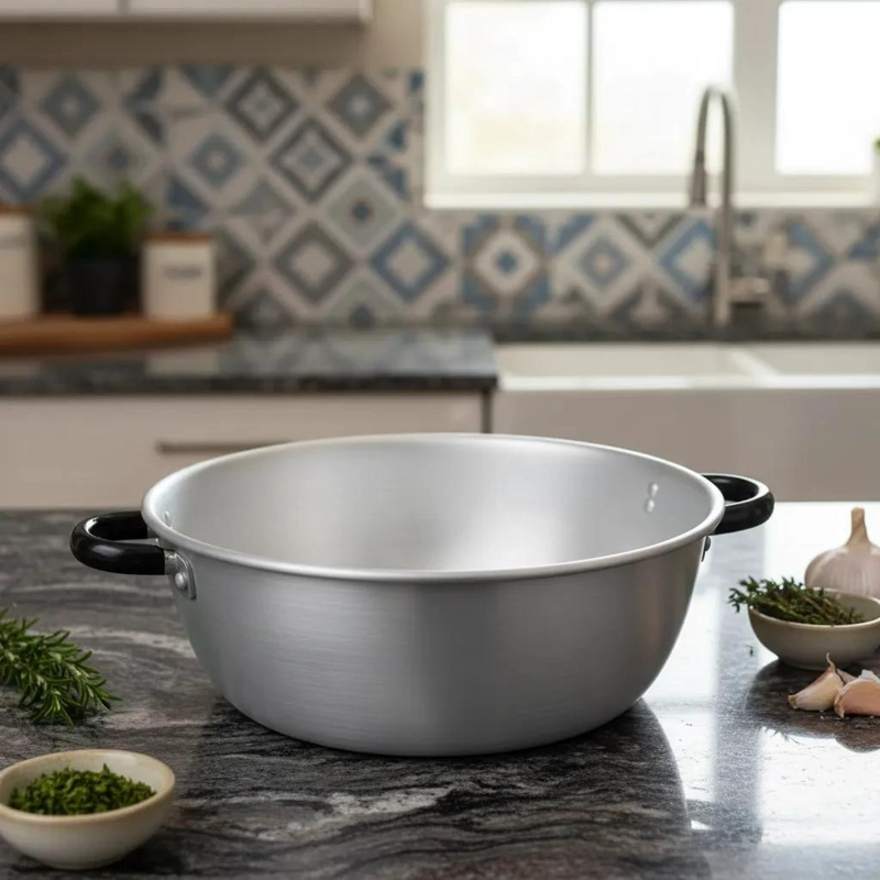 PAILA DE ALUMINIO PARA FREIR DE 40 CM CON DISEÑO INDUSTRIAL - 2