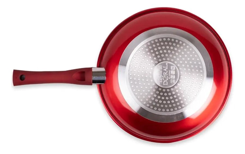 SARTE N DE ALUMINIO METALIZADO CON FONDO DE TITANIO 24 CM COLOR ROJO - 1