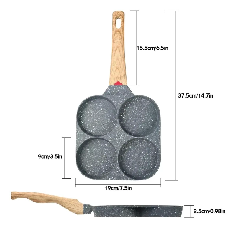SARTE N ANTIADHERENTE PARA FREIR HUEVOS CON 4 COMPARTIMENTOS REDONDOS - 2