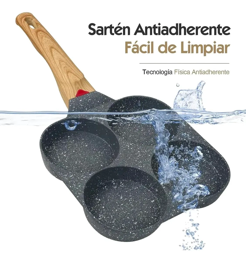 SARTE N ANTIADHERENTE PARA FREIR HUEVOS CON 4 COMPARTIMENTOS REDONDOS - 4