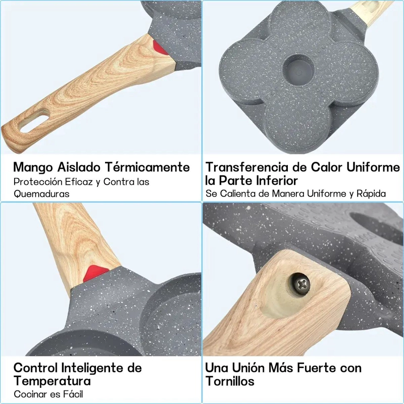 SARTE N ANTIADHERENTE PARA FREIR HUEVOS CON 4 COMPARTIMENTOS REDONDOS - 5