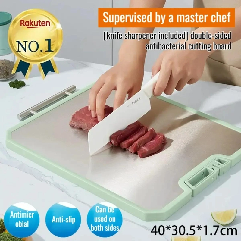 TABLA DE COCINA DOBLE LADO DE ACERO INOXIDABLE PARA PICAR - 2