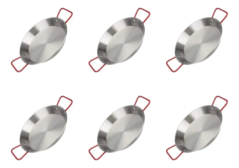 SET DE 6 SARTENES PAELLEROS DE ALUMINIO DE 22 CM PARA COCINAR - 1