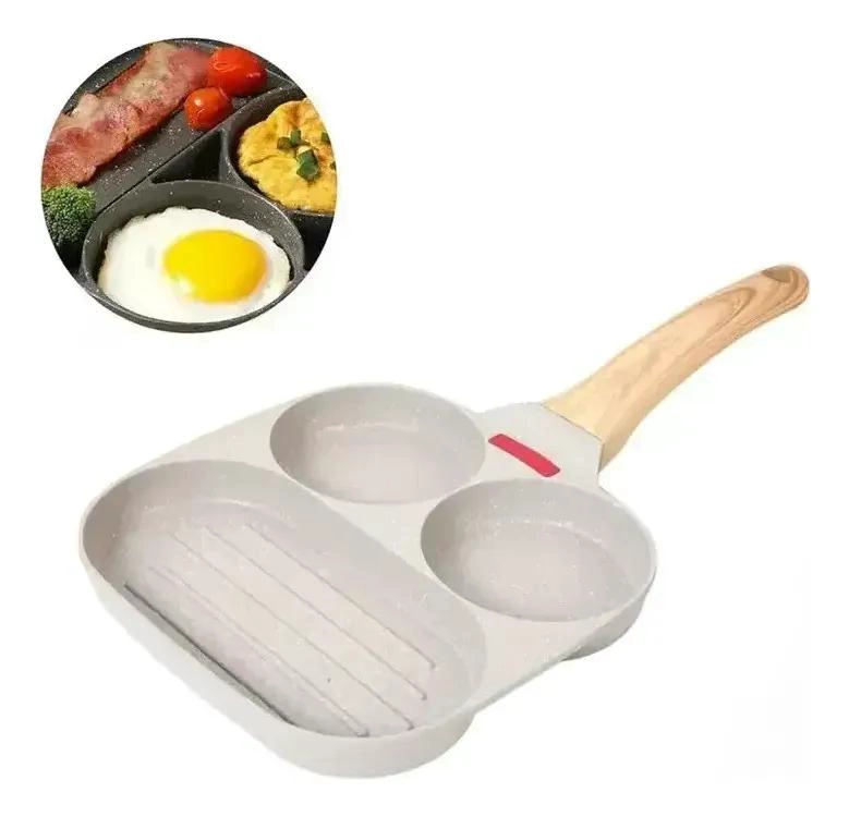 SARTE N ANTIADHERENTE 3 EN 1 CON PARRILLA DIVIDIDA MULTIUSOS PARA COCINA - 1