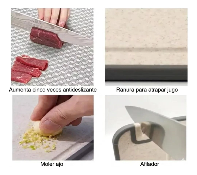 TABLA PARA CORTAR DOBLE CARA DE ACERO INOXIDABLE 36.5X25 CM PARA COCINA - 2