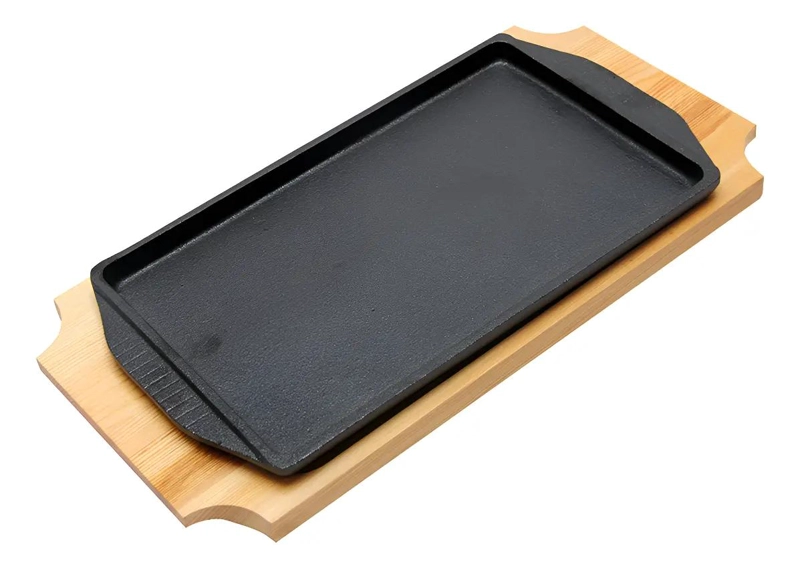 PLATO RECTANGULAR DE HIERRO CON BASE DE MADERA 18X10.3X1.7 CM - 1