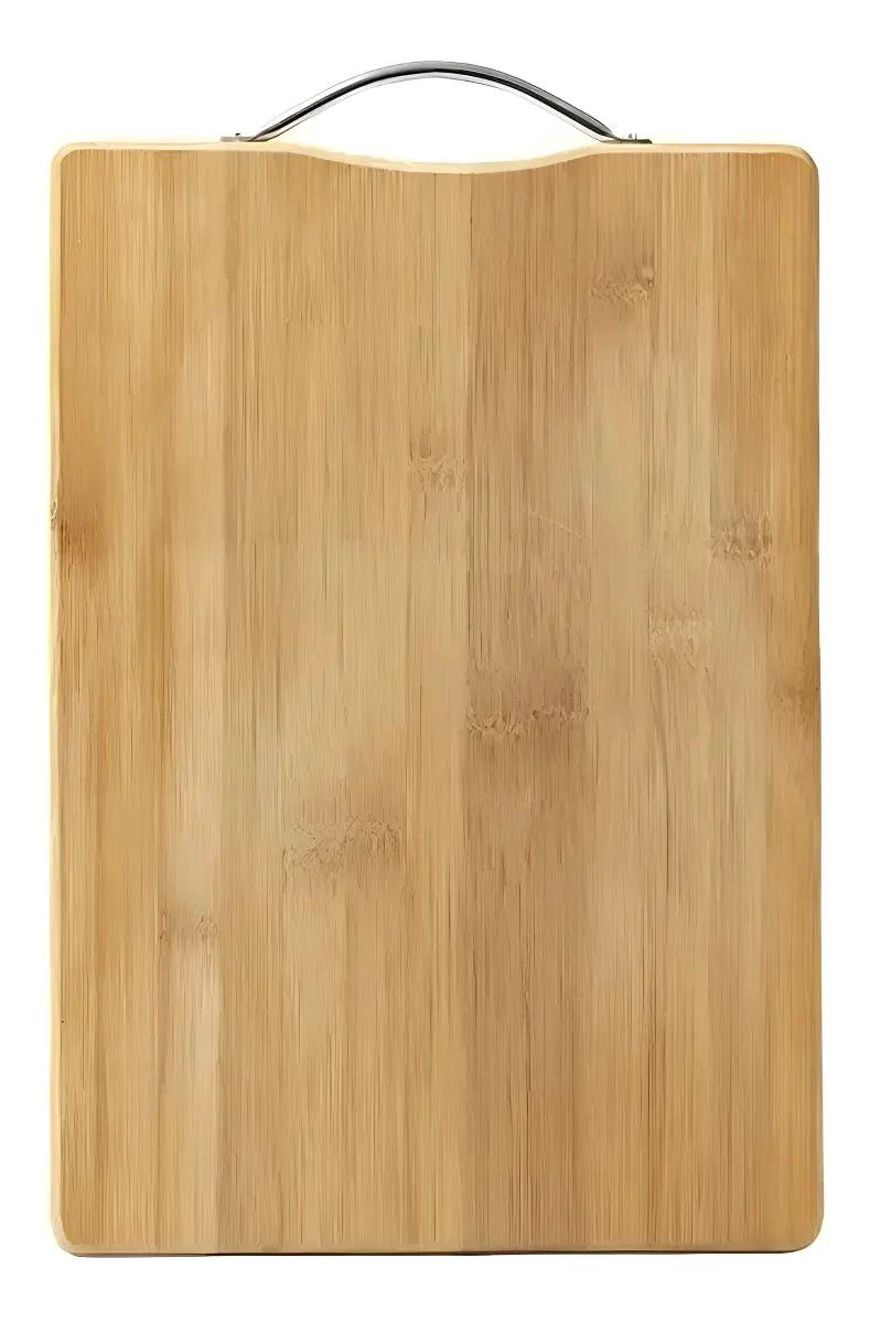 TABLA DE PICAR RECTANGULAR DE BAMBU CON MANIJA 34X24 CM - 1