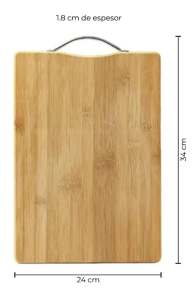 TABLA DE PICAR RECTANGULAR DE BAMBU CON MANIJA 34X24 CM - 2