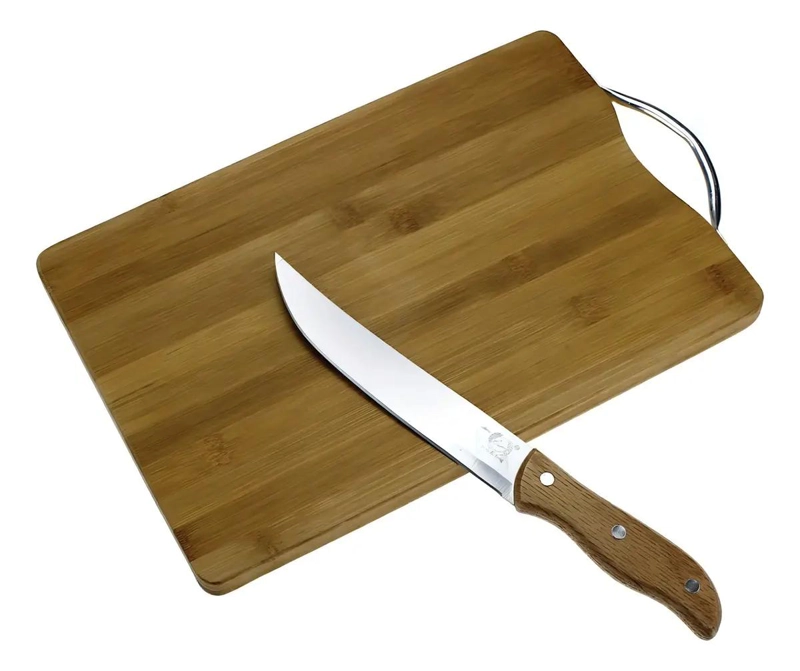 TABLA DE PICAR RECTANGULAR DE BAMBU CON MANIJA 34X24 CM - 3