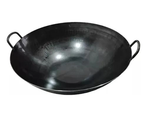 WOK DE HIERRO FORJADO CON DOBLE ASA DE 50 CM PARA COCINA - 1