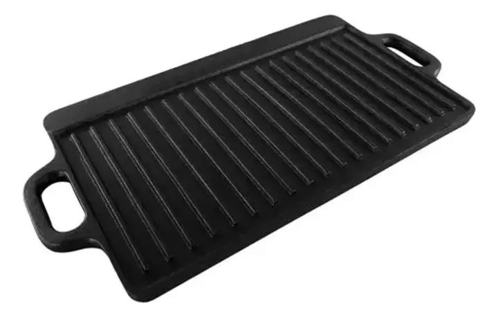 PLANCHA CHURRASQUERA DE HIERRO FUNDIDO 2 EN 1 CON SUPERFICIE DE 45X22 CM - 1